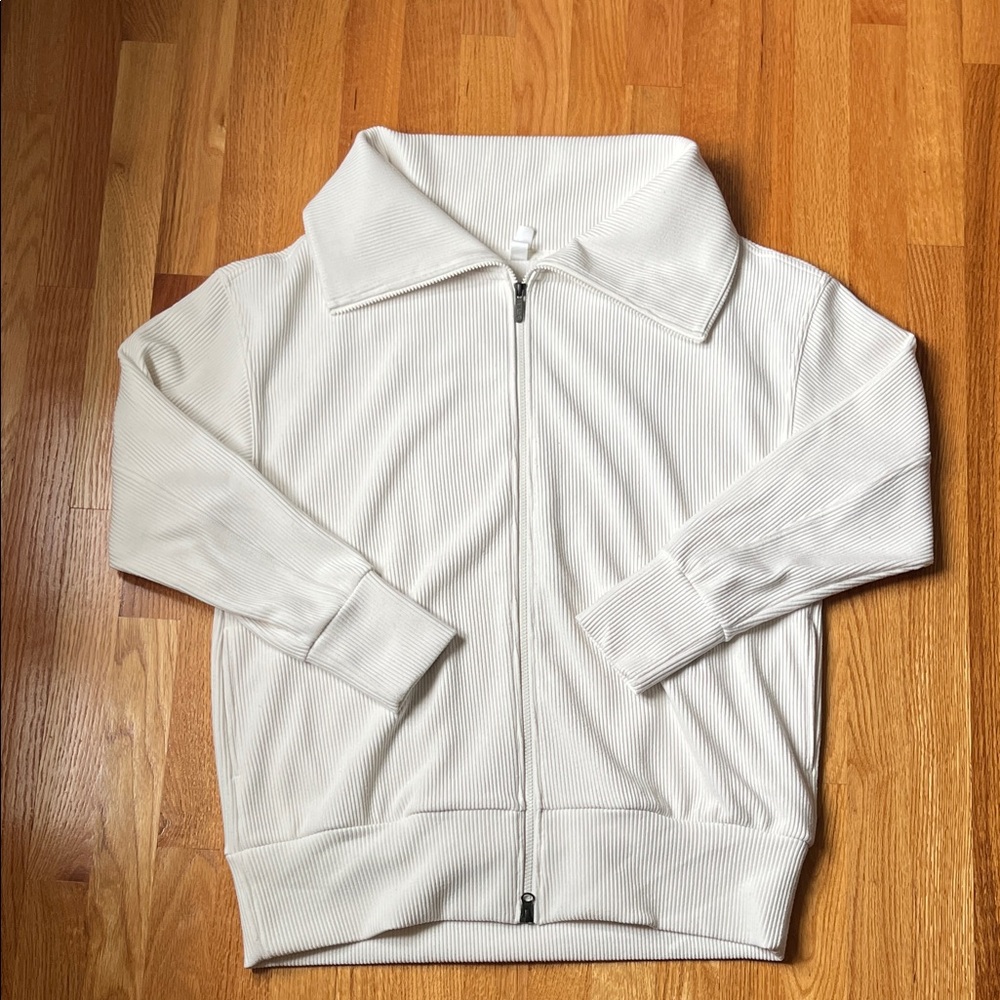 Zella White Ribbed Jacket